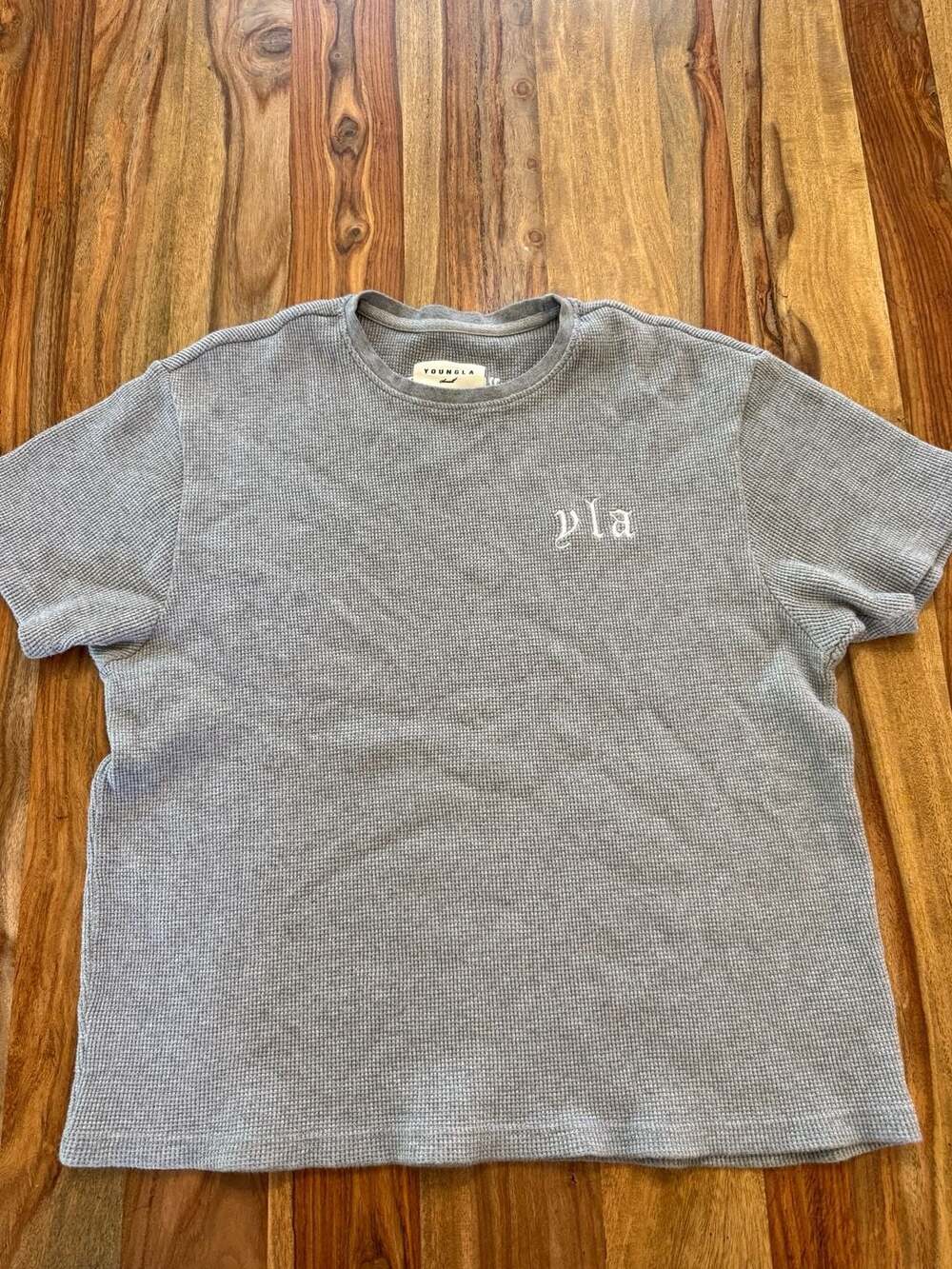 YoungLA Waffle Knit T-Shirt Gray Size Small